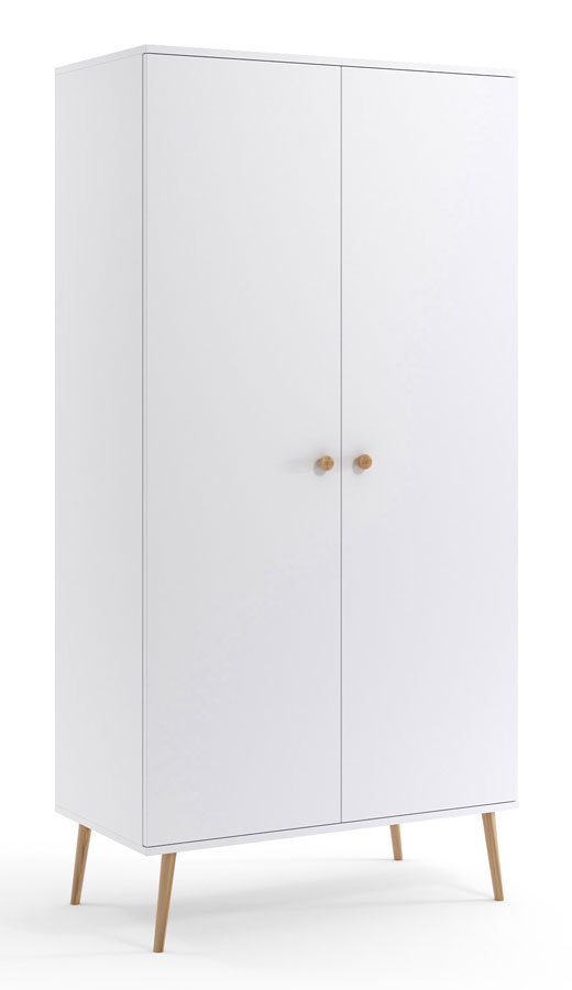Biała szafa z drążkiem i półkami na ubrania - Tida 11X