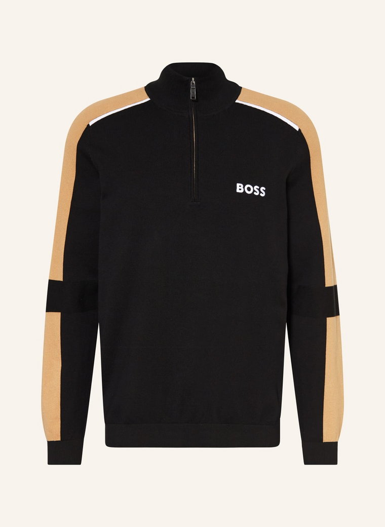 Boss Sweter Typu Troyer Zelchior schwarz