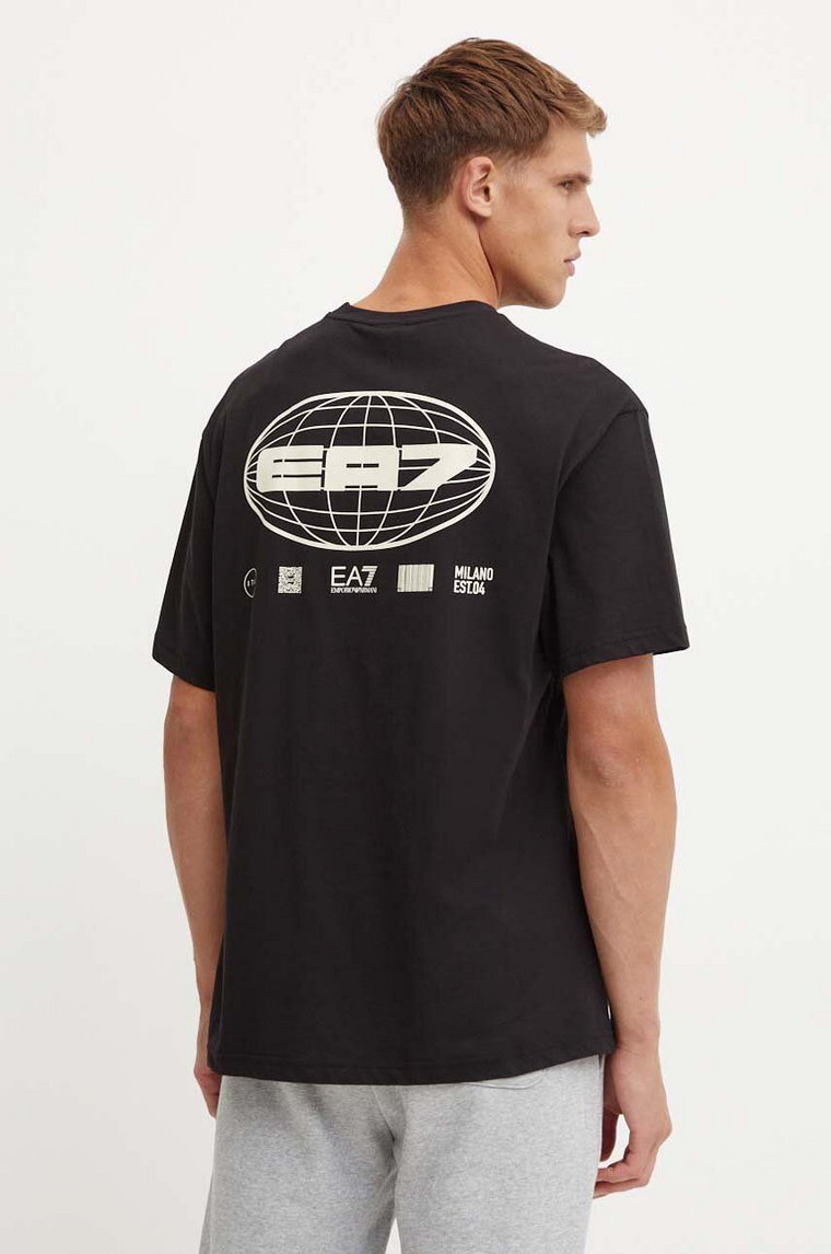 EA7 Emporio Armani t-shirt bawełniany męski kolor czarny z nadrukiem AF10429.7M000012