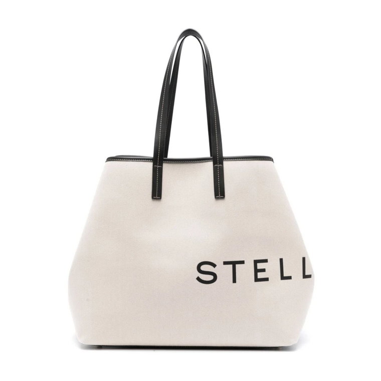 Beżowa Torba z Nadrukiem Logo Stella McCartney