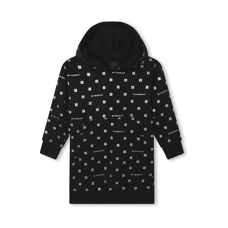 Czarna sukienka maxi-sweatshirt z kapturem dla dzieci Givenchy