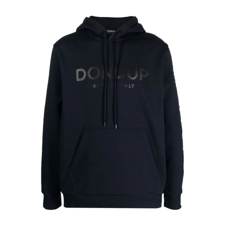 Niebieski Sweter z Kapturem i Logo Dondup
