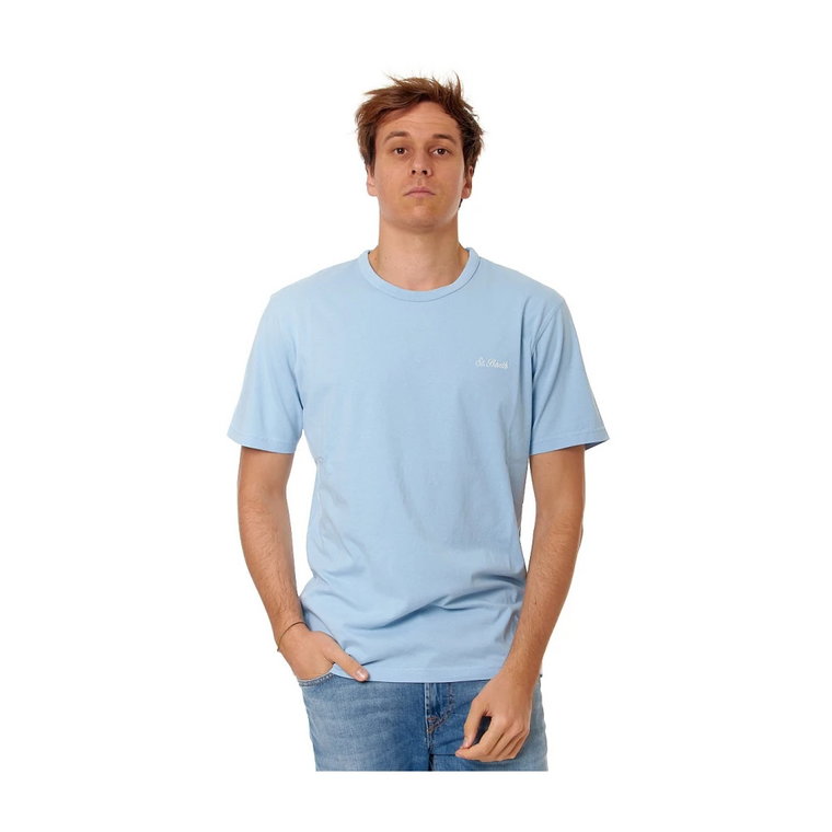 Niebieski T-shirt z haftem Model Dover MC2 Saint Barth