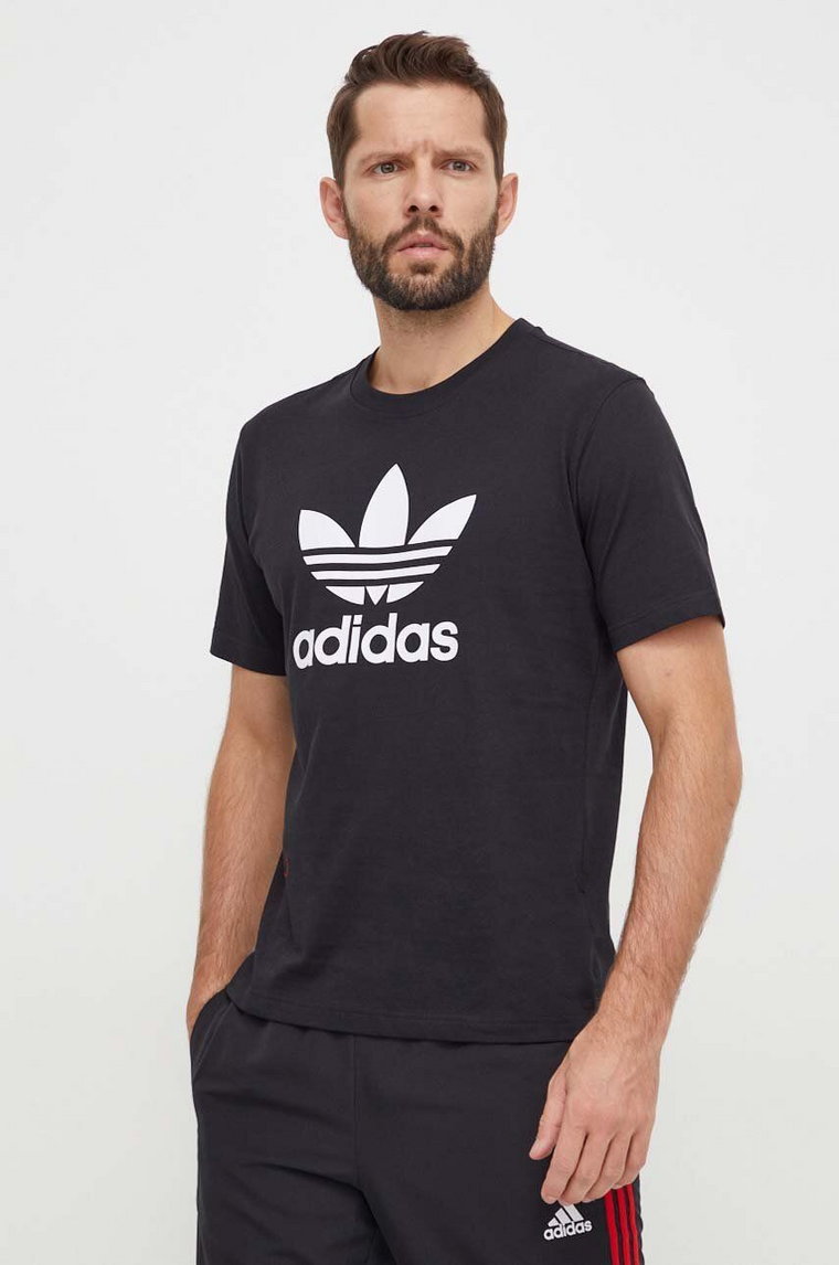 adidas Originals t-shirt bawełniany Trefoil męski kolor czarny z nadrukiem IU2364