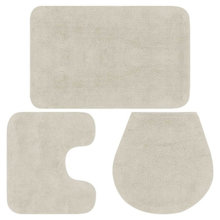 3-częściowy zestaw mat łazienkowych, tkanina, biały kod: V-133224