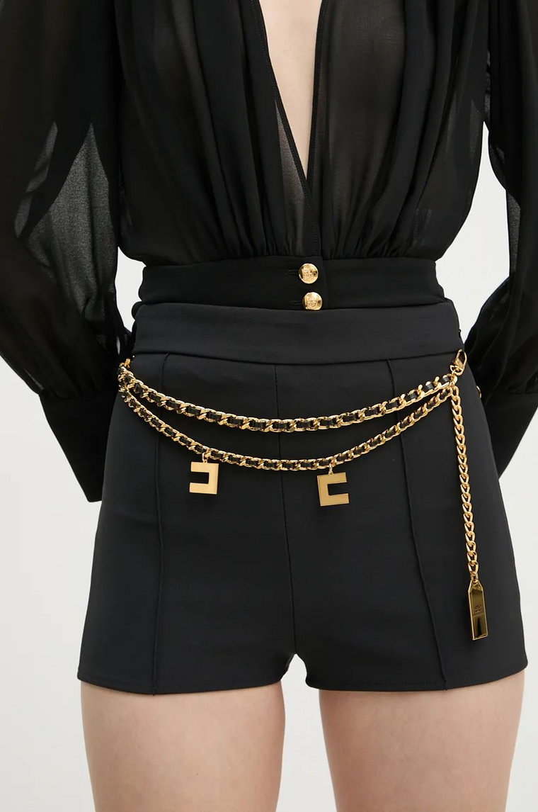 Elisabetta Franchi szorty damskie kolor czarny gładkie high waist SHT0146E2