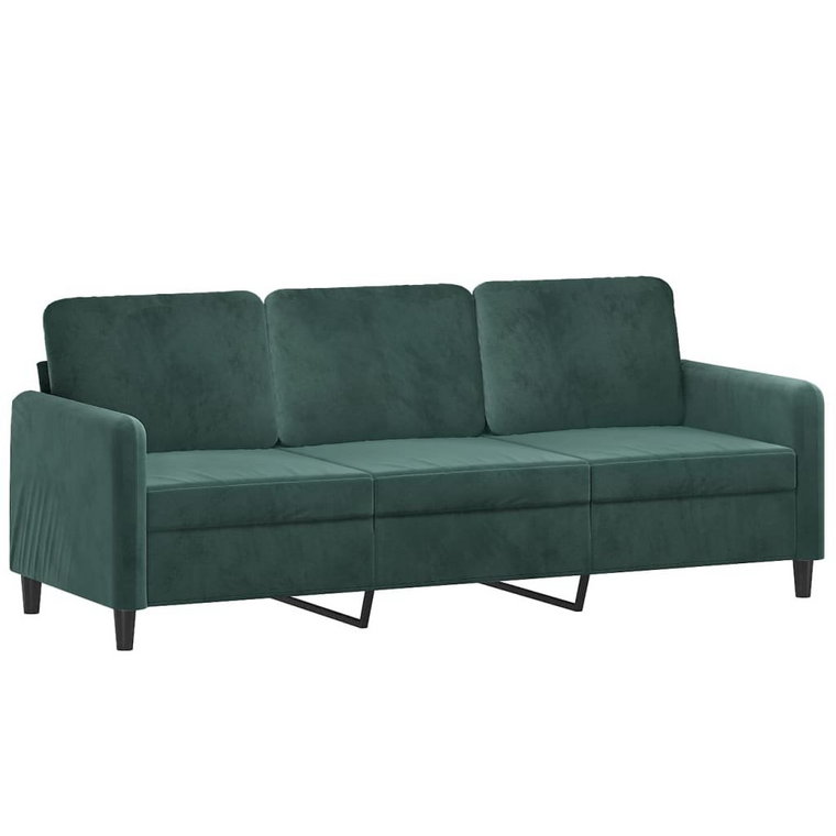 Sofa aksamitowa 3-osobowa - 198x77x80 cm, ciemnozi / AAALOE
