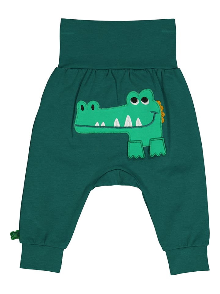 Freds World by GREEN COTTON Spodnie dresowe "Croco applique" w kolorze zielonym