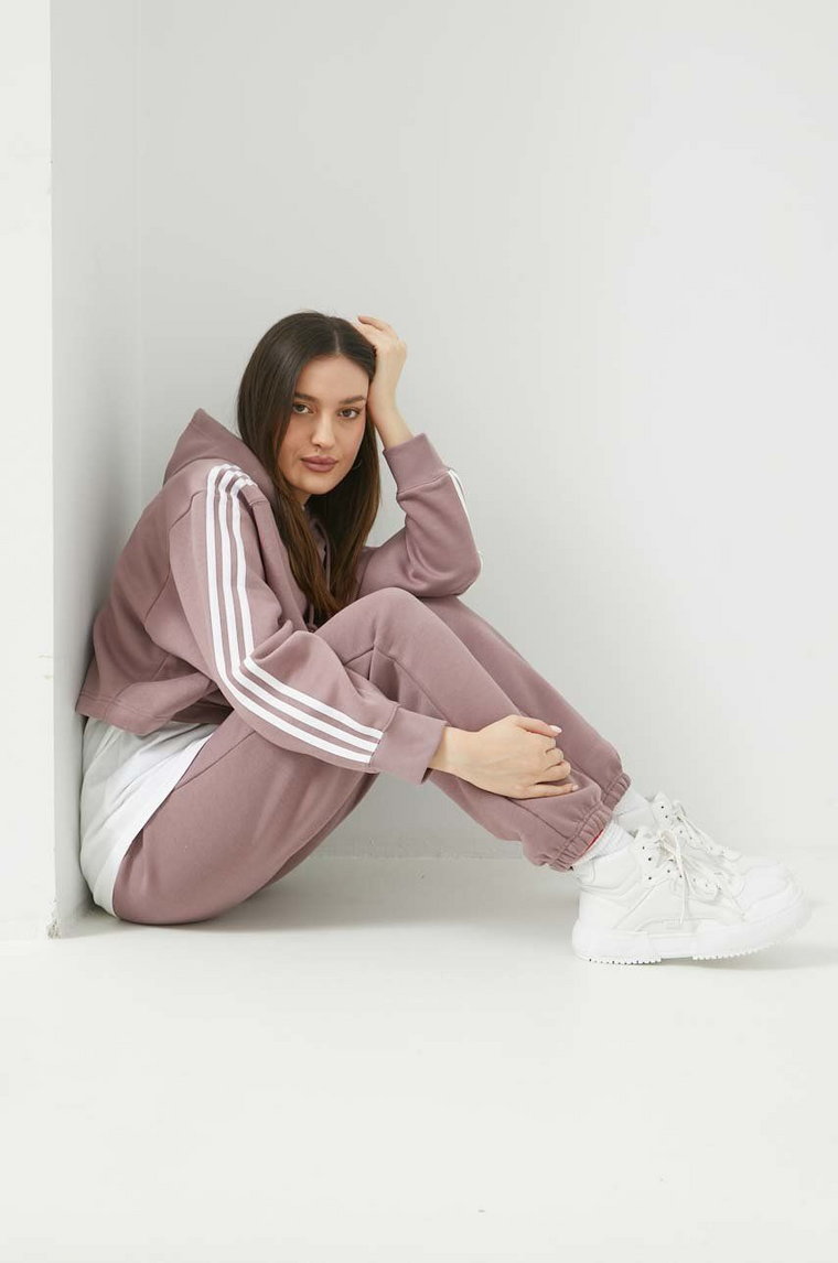 adidas Originals bluza damska kolor różowy z kapturem gładka