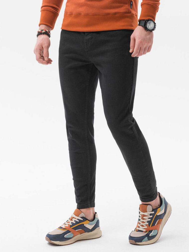 Męskie spodnie jeansowe bez przetarć SLIM FIIT - czarne V11 OM-PADP-0148