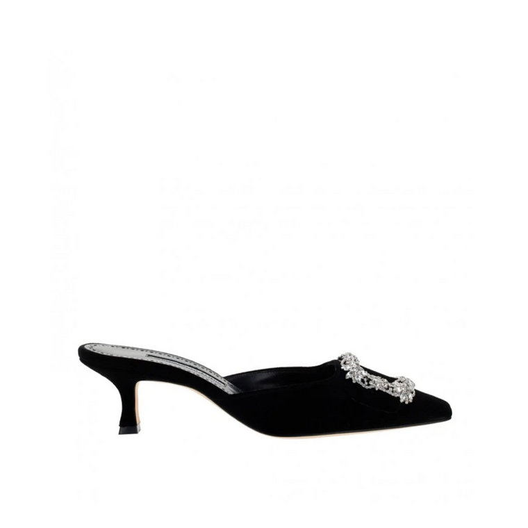 Manolo Blahnik Maysale Jewel 050 zamszowe Mule Manolo Blahnik