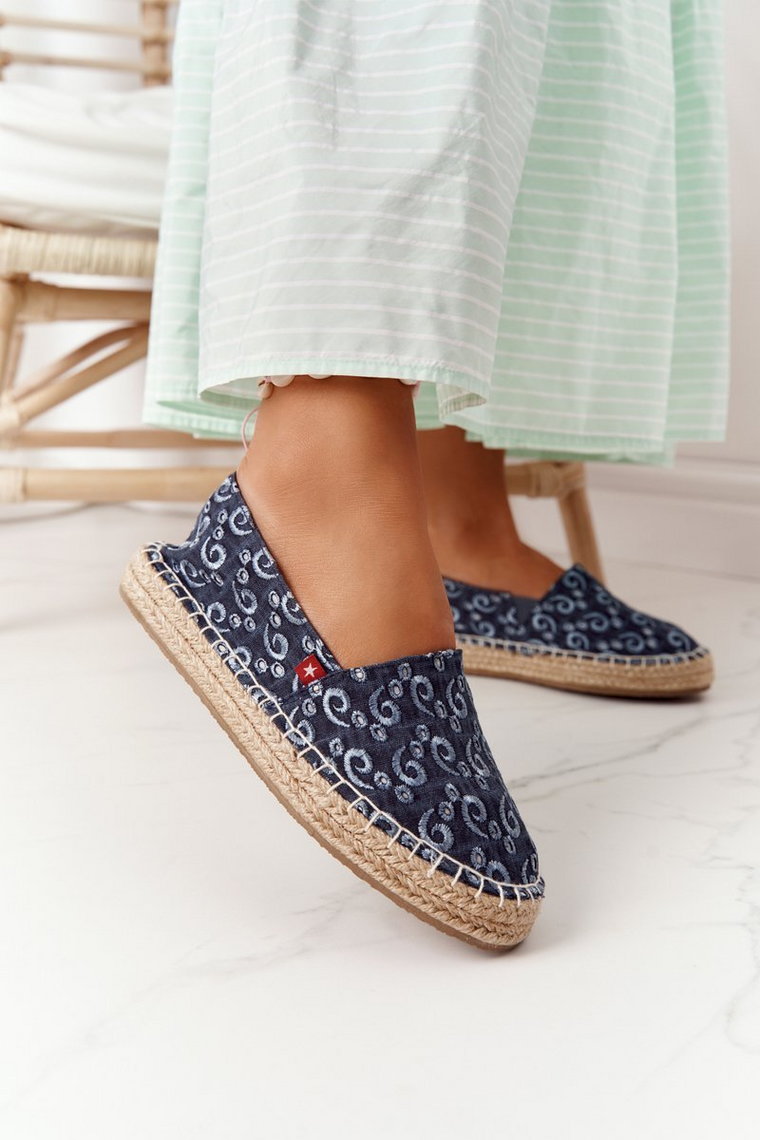 Espadryle Na Plecionej Platformie Big Star AA274628 Granatowe