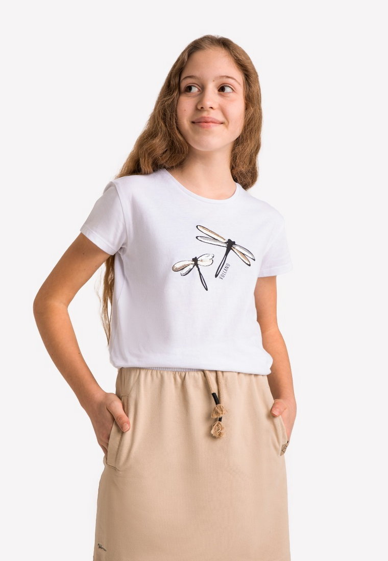 Biała dziewczęca koszulka z ważkami T-DRAGON JUNIOR