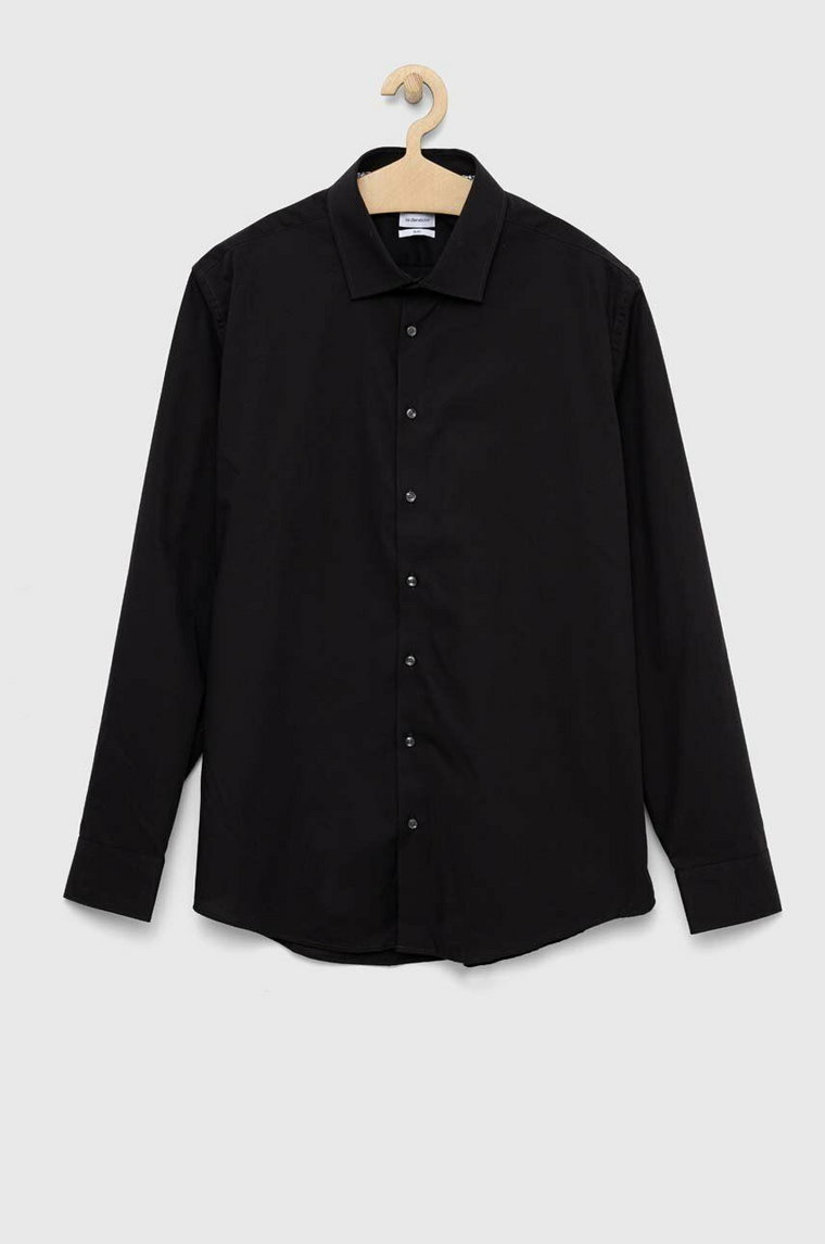 Seidensticker koszula bawełniana męska kolor czarny regular z kołnierzykiem klasycznym 01.653760