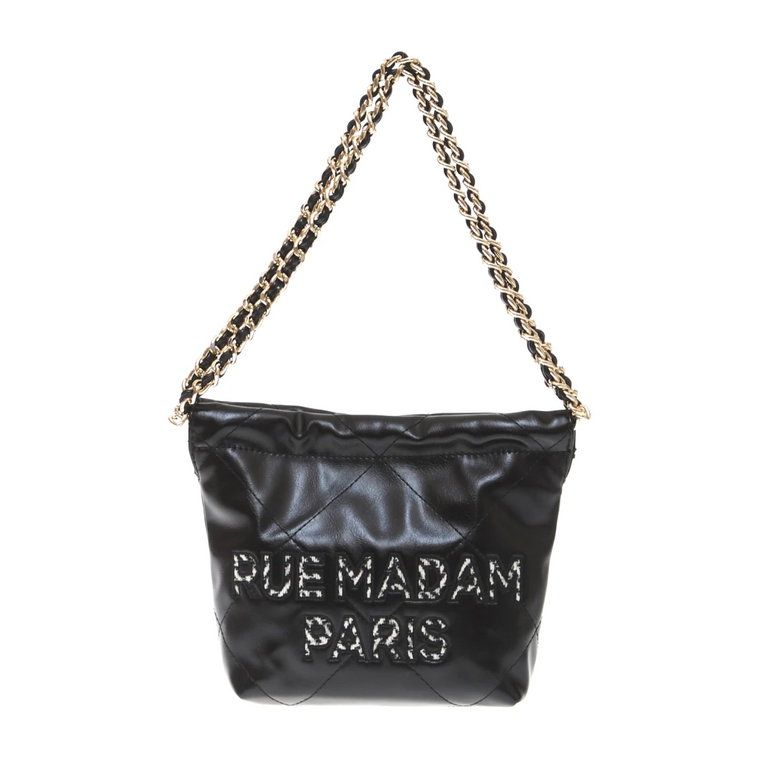 Czarna skórzana torebka z łańcuchem Rue Madam
