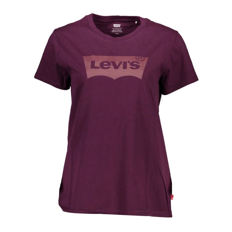 Fioletowe Bawełniane Topy i T-shirt, Krótkie Rękawy, Druk Logo Levi's