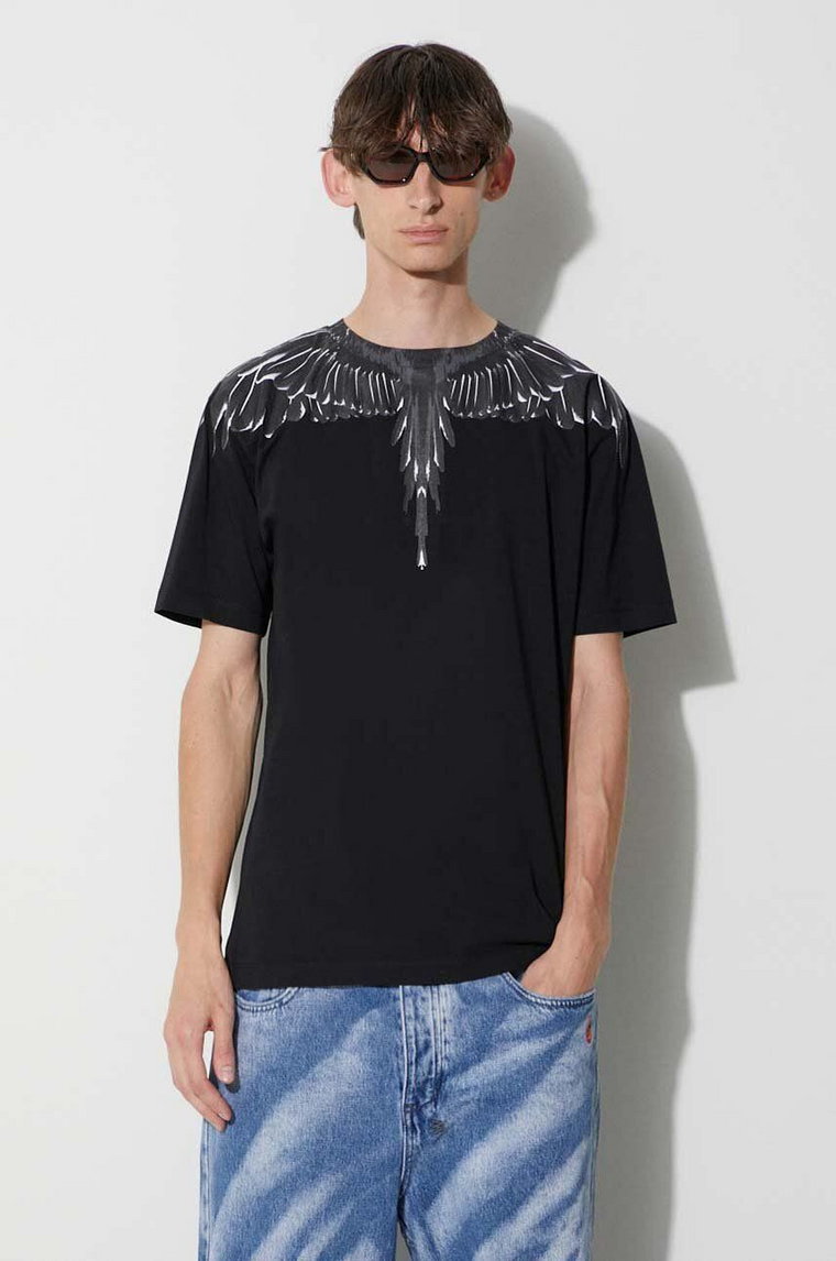 Marcelo Burlon t-shirt bawełniany Icon Wings kolor czarny z nadrukiem