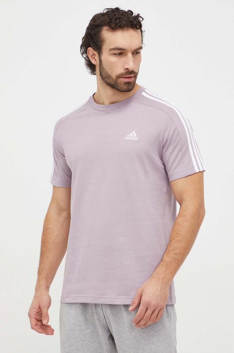 adidas t-shirt bawełniany męski kolor fioletowy z aplikacją  IS1331