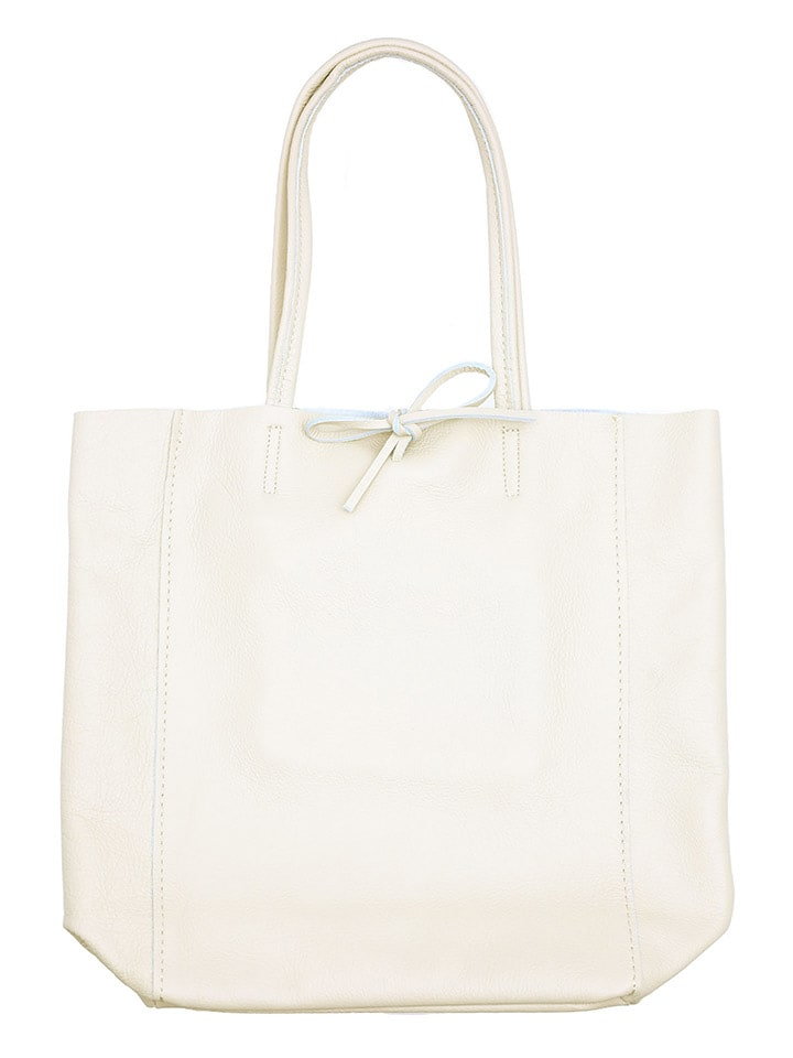 Zwillingsherz Skórzany shopper bag w kolorze kremowym - 40 x 45 x 15 cm