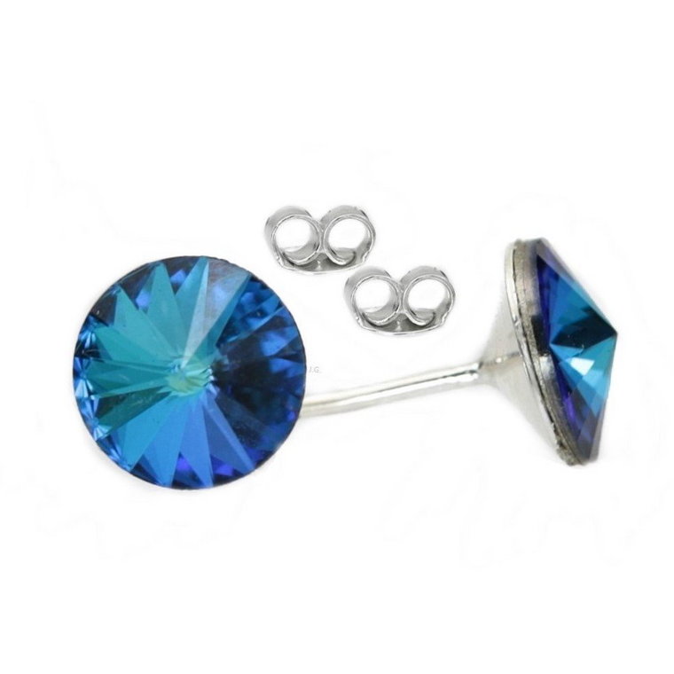 Kolczyki sztyfty 8mm srebron 925 Swarovski Bermuda Blue, opakowanie /JG. Projekt