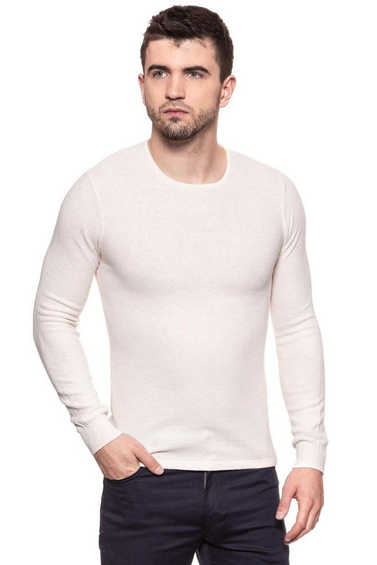 Wrangler, Sweter męski, Pique Crew Knit Ivory W8616Ptiv, rozmiar XXL