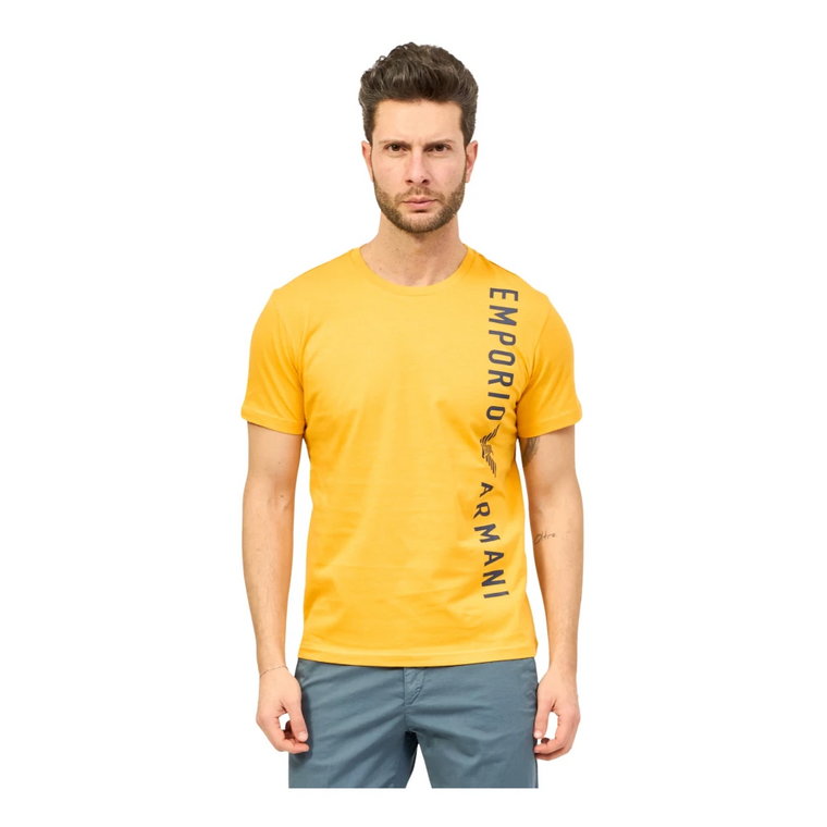 Pomarańczowe T-shirty i Pola Emporio Armani EA7
