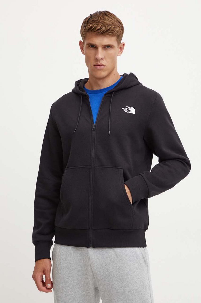 The North Face bluza Simple Dome Full Zip Hoodie męska kolor czarny z kapturem z nadrukiem NF0A89FDJK31