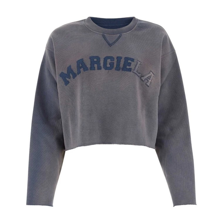 Niebieski Bawełniany Oversize Sweter, Luźny Krój Maison Margiela