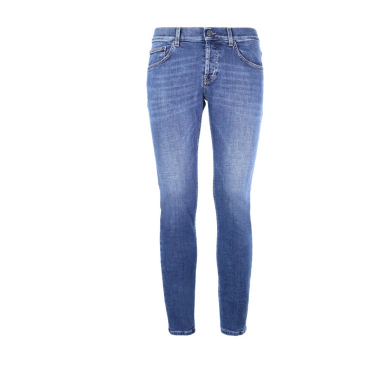 Ciasne niebieskie jeansy z kontrastowym szyciem Dondup