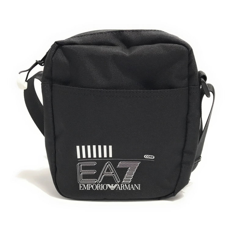 Mała czarna nylonowa torba na ramię z regulowanym paskiem Emporio Armani EA7