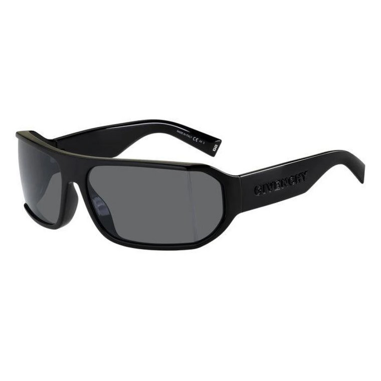 Stylowe męskie okulary przeciwsłoneczne z czarną oprawką i szarymi soczewkami Givenchy