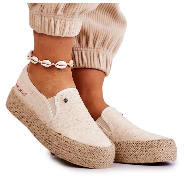 Damskie Espadryle Na Platformie Cross Jeans JJ2R4014C Beżowe beżowy