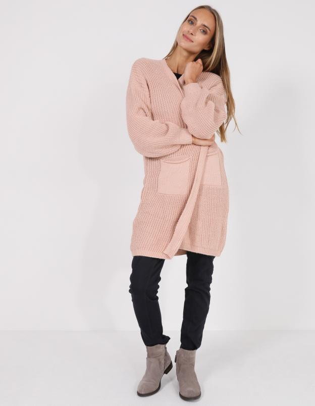 SWETER Z KIESZENIAMI 234-210501 ROSA