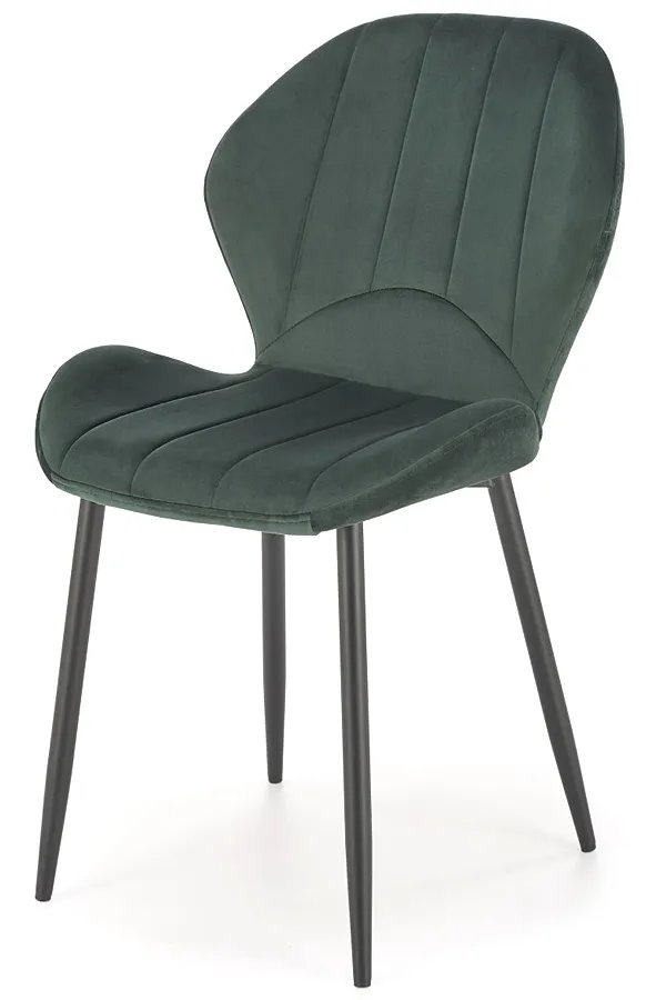 Metalowe krzesło tapicerowane zielonym welwetem - Velnis