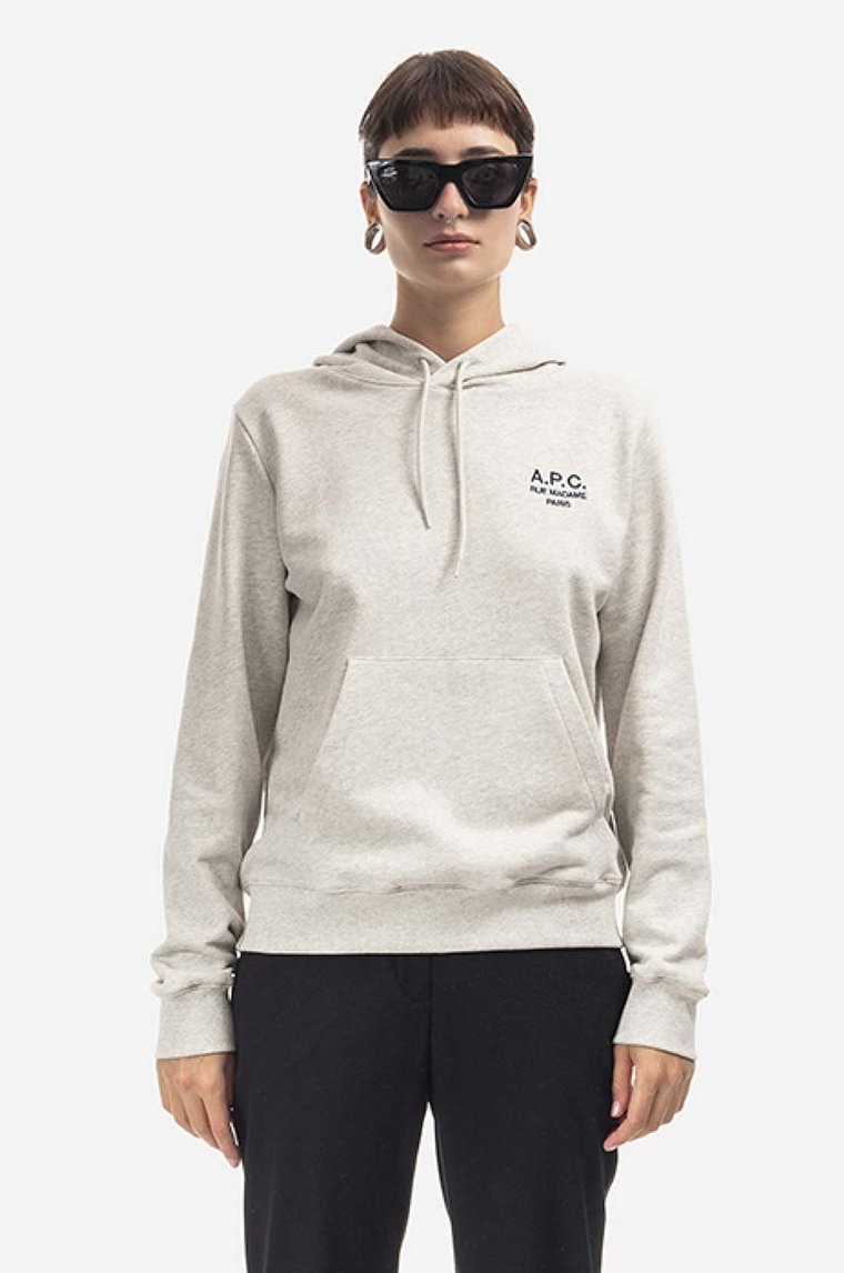 A.P.C. bluza bawełniana Hoodie Manuela damska kolor beżowy z kapturem z aplikacją COEZD.F27760-OFFWHITE