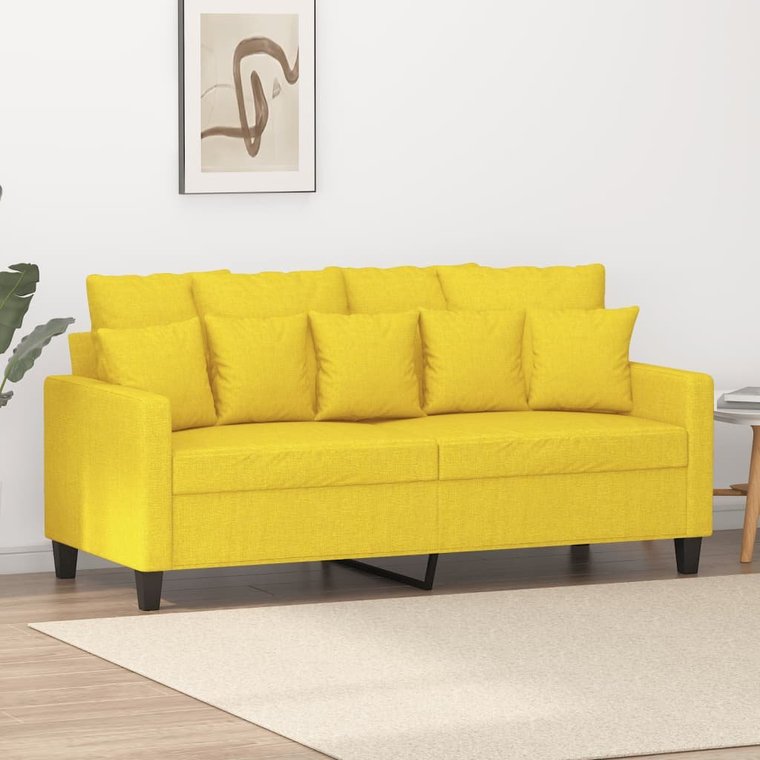 vidaXL Sofa 2-osobowa, jasnożółta, 140 cm, tapicerowana tkaniną