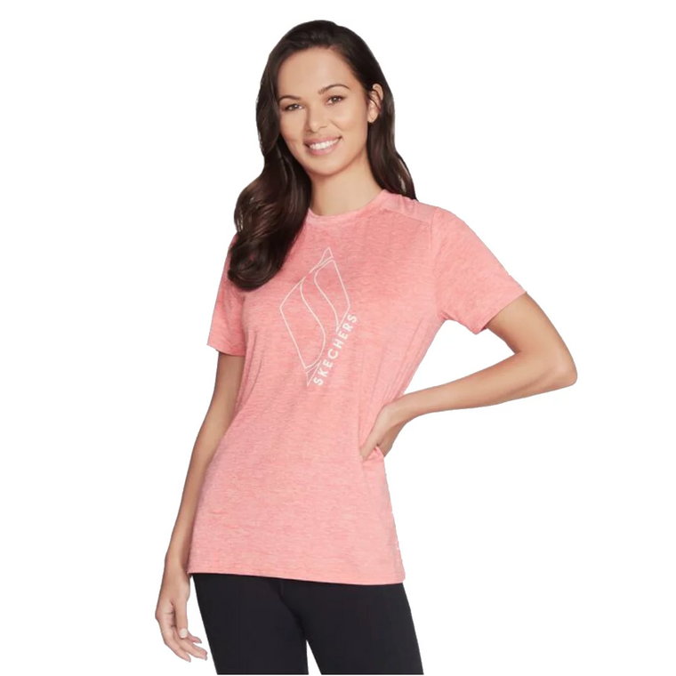 Skechers Diamond Blissful Tee W1TS327-CRL, Damskie, Różowe, t-shirty, bawełna, rozmiar: L