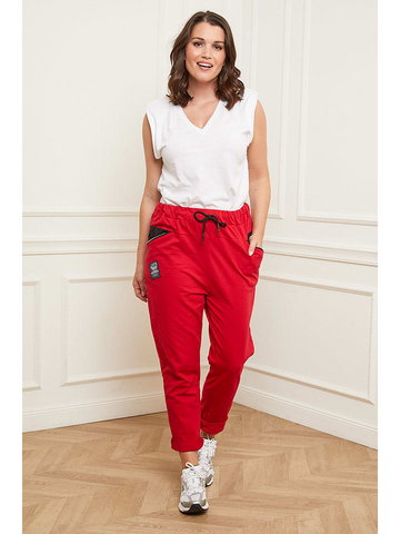 Curvy Lady Spodnie dresowe w kolorze czerwonym