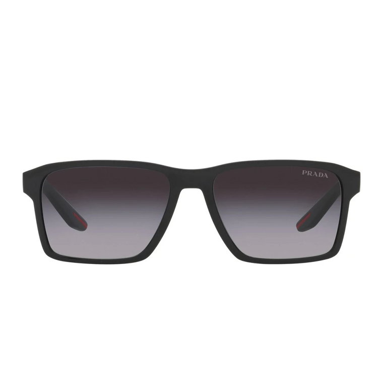 Sportowe okulary przeciwsłoneczne w kształcie prostokąta z gradientowymi szarymi soczewkami Prada