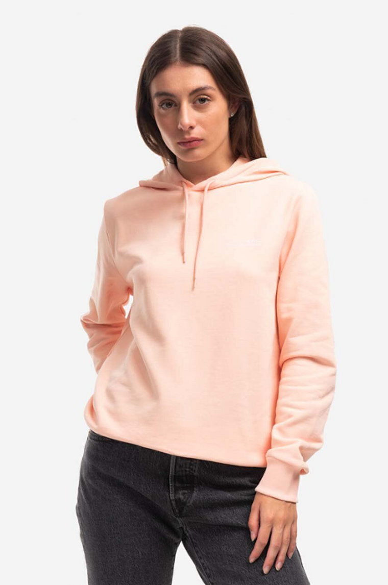 A.P.C. bluza bawełniana Hoodie Item F damska kolor pomarańczowy z kapturem gładka COEAS.F27674-PECHE