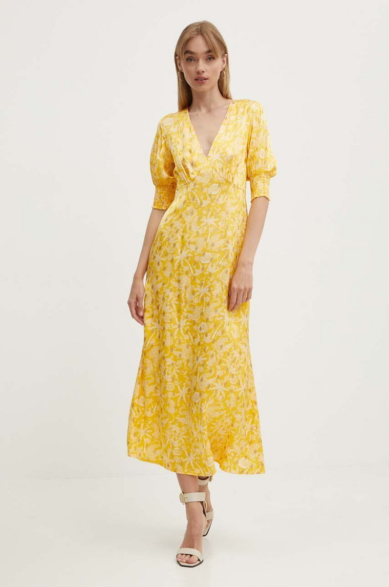 Never Fully Dressed sukienka May kolor żółty maxi prosta NFDDR1503