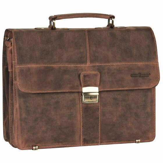 Greenburry Vintage Briefcase Leather 38 cm z 2 głównymi przegrodami brown