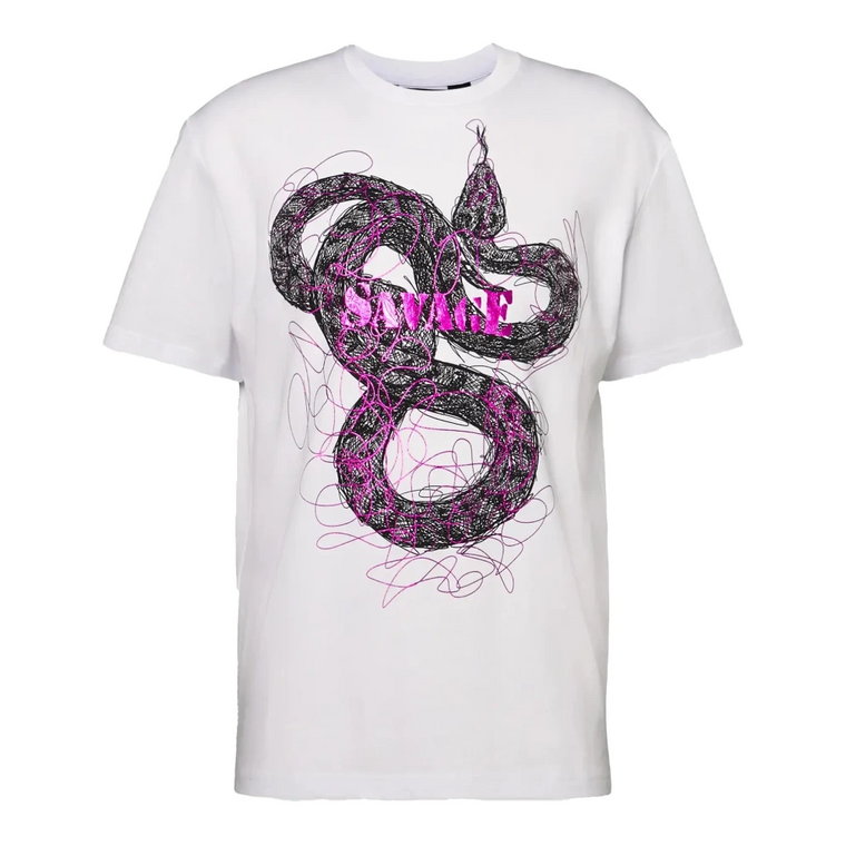 T-shirt z nadrukiem węża Just Cavalli