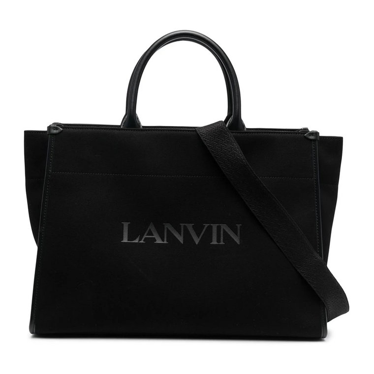 Torba na Zakupy z Materiału z Detalem Skóry Lanvin