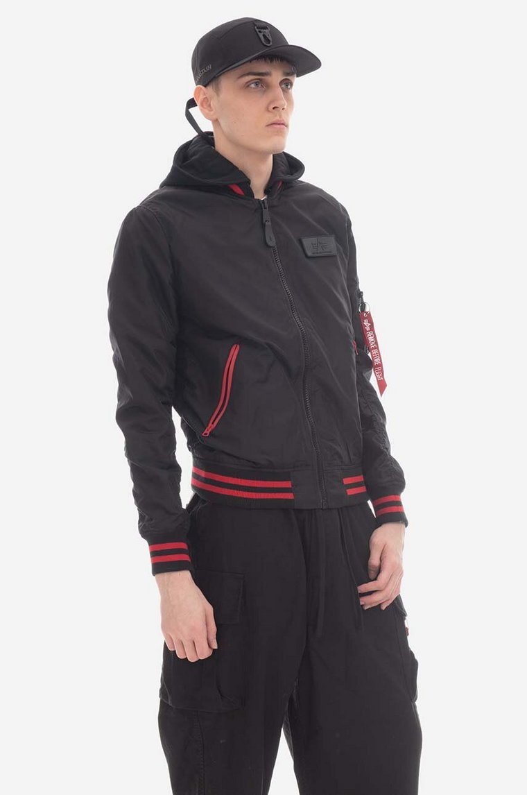 Alpha Industries kurtka MA-1 TT Hood Defense 126108 03 męska kolor czarny przejściowa 126108.03-CZARNY