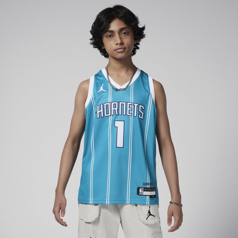 Koszulka dla dużych dzieci (chłopców) Nike Dri-FIT NBA Swingman Charlotte Hornets 2023/24 Icon Edition - Niebieski