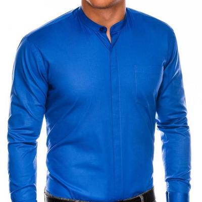 Koszula męska elegancka z długim rękawem BASIC K307 - niebieska - S