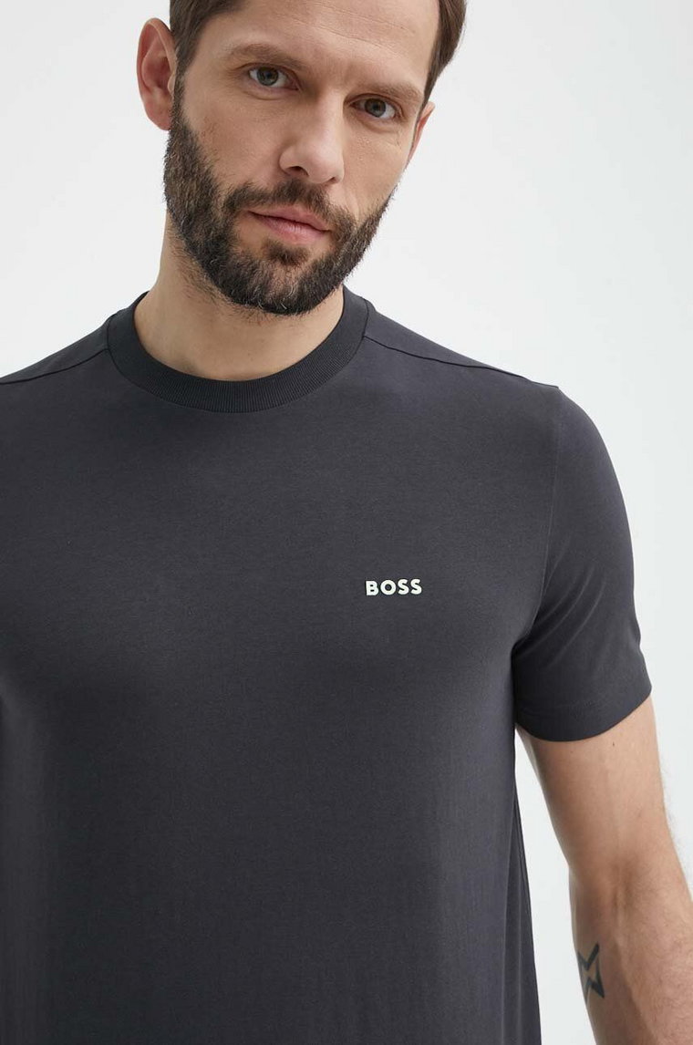 Boss Green t-shirt męski kolor szary z nadrukiem