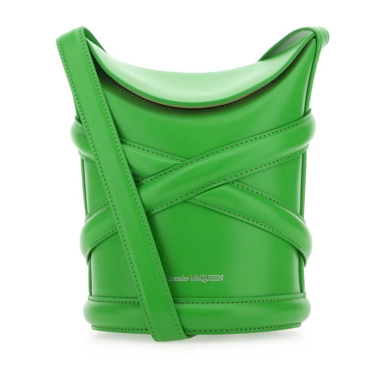 Zielony Curve Bucket Hat Alexander McQueen
