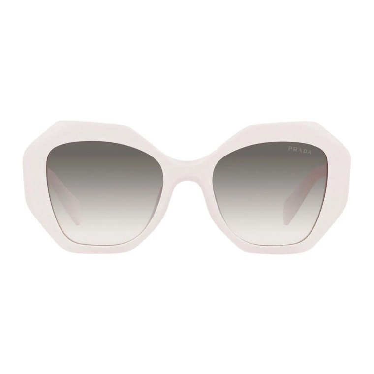 Białe okulary w kształcie sześciokąta foremnego Prada